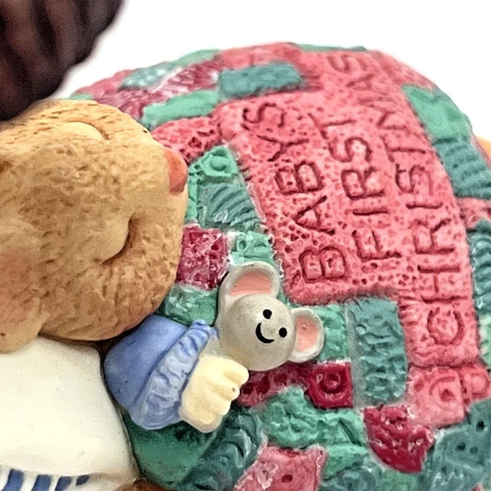 Hallmark‎ Keepsake Ornament Baby's First Christmas Sleeping Mouse in Walnut 2000